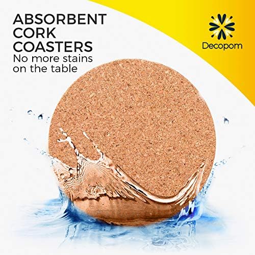 Cork Coasters for Drinks with Metal Holder - 16 Pcs Round 4 inch Drink Coaster Thick Absorbent Heat-Resistant Saucer - Used for Cold Hot Beverages Glasses Mugs Cups Plants Apartment Decor Bar Table - Image 4