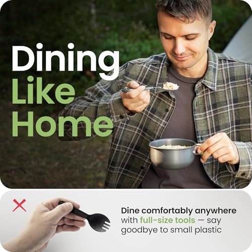 Orblue 4-in-1 Camping Eating Utensils, 2-Pack - Portable Spoon, Fork, Knife & Bottle Opener Combo Set - Stainless Steel Flatware with Detachable Fork - Travel, Backpacking Cutlery Multitool, Blue - Image 5
