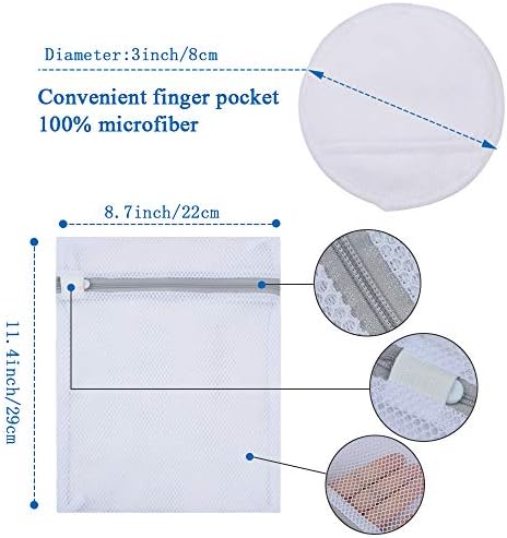 KinHwa Reusable Makeup Remover Pads Microfibre Round Face Pads for Face Eyes Lips Washable Face Cloths for All Skin Types and Toner 14 Pack White With Laundry Bag - Image 5