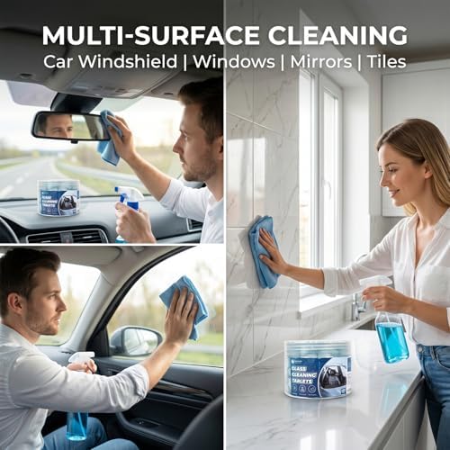 Coldcool Windshield Washer Tablets, 200-Pack Concentrated Effervescent Cleaning Tablets for Car Window Glass, Streak-Free Windshield Wiper Fluid Replacement, Safe for All Vehicles - Image 3