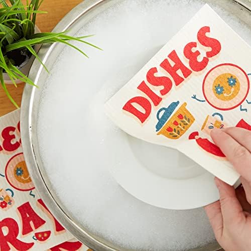 DII Swedish Dishcloths for Kitchen & Cleaning, Reusable, Machine Washable & Dishwasher Safe, Biodegradable, 7.75 x 6.75, Dishes Be Cray - Image 5