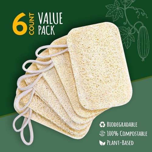 Natural Loofah Dish Sponge 6-Pack Biodegradable Sponges for Kitchen - Image 3