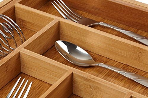 Bellemain Bamboo Kitchen Drawer Organizer, Expandable 8-Slot Tray - Image 3