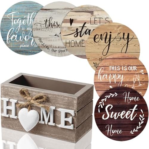 Queekay House Warming Gifts New Home Farmhouse Coasters Set of 6, Mixed by Queekay