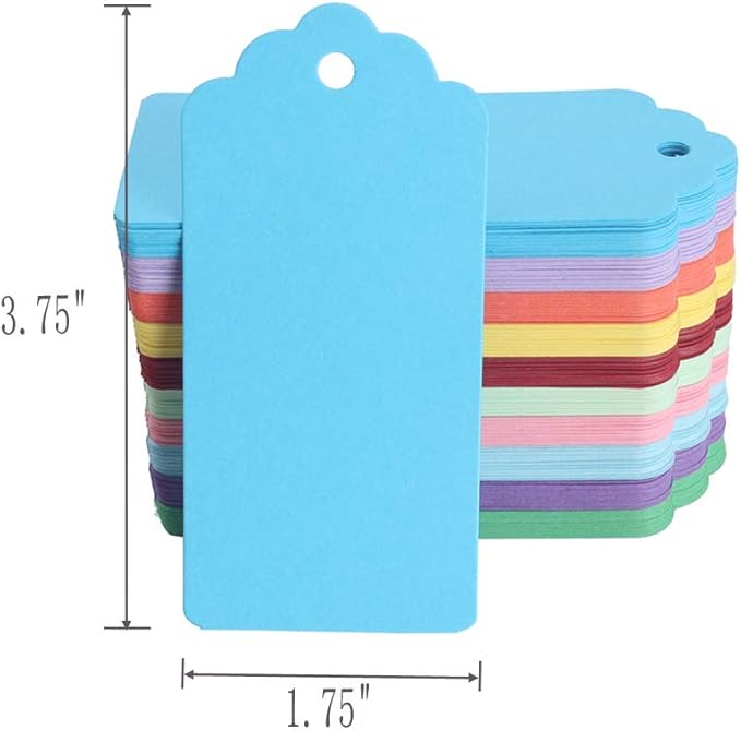 WARMBUY Colorful Gift Tags with Jute Twine, 200Pcs