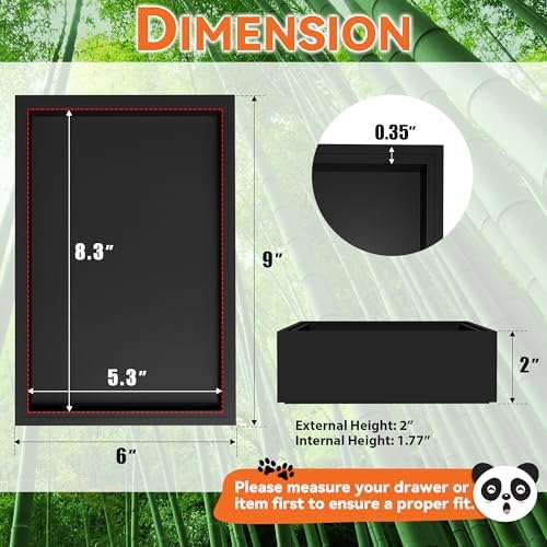 Lixple Bamboo Kitchen Drawer Organizer, 2 Pack, 9" x 6" x 2", Black - Image 2