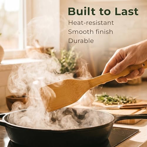 Wooden Spoons for Cooking, 6 Pcs Bamboo Utensil Set – Nonstick Safe - Image 4