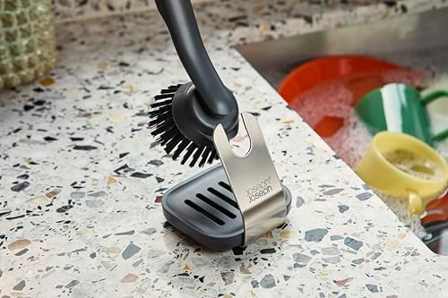 Joseph Joseph SinkTech Dish Brush with Replacement Head and Stainless-Steel Storage Stand Drip Tray - Image 6