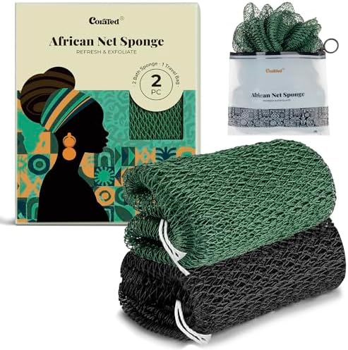 CORATED African Net Sponge Authentic, Shower Loofah Exfoliating Bath Sponge by CORATED
