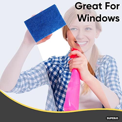 Scouring Pad Non-Scratching Scrubber Non-Scratch Cleaning Scrub Pads Heavy Duty Scouring Pad Reusable Kitchen Scrubbing Pad Pack of 36 Blue, by Superio - Image 5