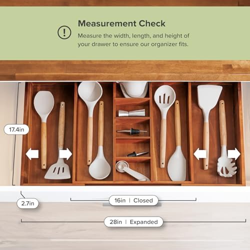 KitchenEdge Utensil & Junk Drawer Organizer, 16-28 in, Acacia - Image 4