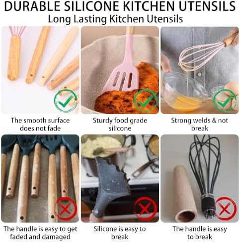 19-Piece Kitchen Utensil and Knife Set, Pink - Image 4