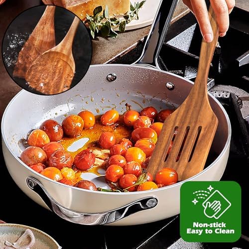 Wooden Spoons for Cooking, 10 Pcs Teak Wood Utensil Set for Nonstick - Image 7