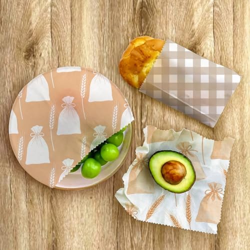 Reusable Beeswax Wrap, Flour Sack and Gingham Wraps, 9 Pack Sheets for Bread, Fruit, Bowl, Organic, Sustainable, Zero Waste, Plastic-Free Food Storage, 1XL, 3M, 5S - Image 7