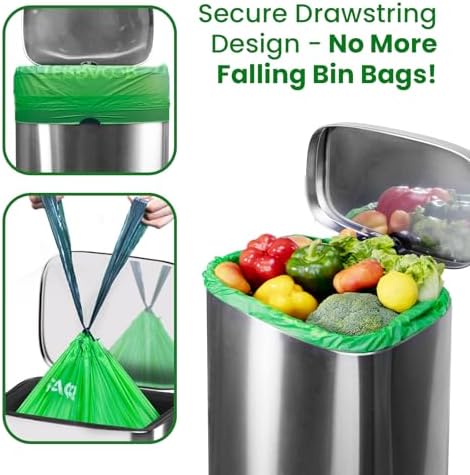 13 Gallon Compostable Trash Bags Drawstring, Heavy Duty Extra Thick 1 Mil, 35 Bags, Tall Kitchen Food Scrap Waste Bag, ASTM D6400 - Image 3