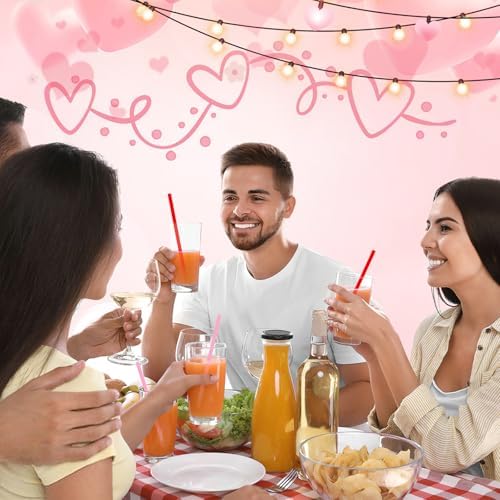 JANYUN 30 Pcs Pink Red Heart Shaped Straws, Valentines Plastic Straw - Image 6