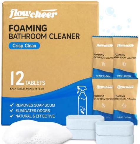 flowcheer Foaming Bathroom Cleaner Tablets, 12 Tablets by Flowcheer
