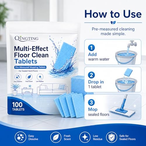 Multi-Effect Floor Clean Tablets, 100 Count, Concentrated Floor Cleaning Tablets for Mopping, Fast-Dissolving Hard Floor Cleaner Tablets, No-Mess for Tile, Laminate & Sealed Wood Floors (1bag(100)) - Image 3