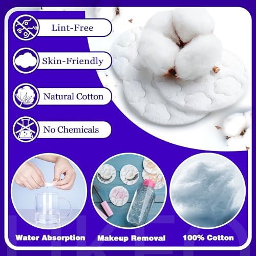 Round Cotton Pads for Face, 300 Count Cotton Rounds - Image 4