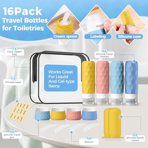 Silevoler 16Pack Travel Bottles for Toiletries, Bottles, Jars, and Covers - Image 3