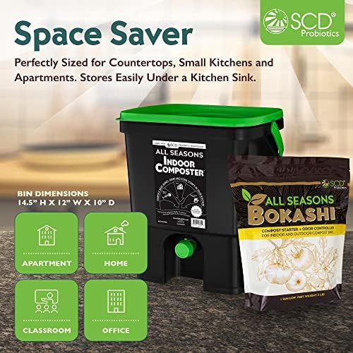 All Seasons Indoor Compost Kit, 4.4 Gal Black Organko Bin Plus 2 lb Bokashi - Image 6