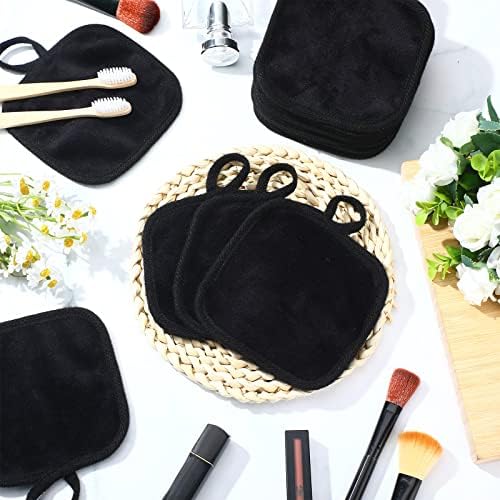 32 Pcs Makeup Remover Pads 5 x 5 Inch Soft Reusable Cloths, Black - Image 3