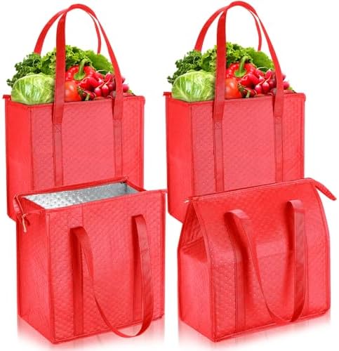 Paterr 4 Pcs Insulated Grocery Bags Reusable, with Zipper by Paterr