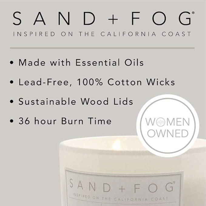 Sand + Fog Scented Candle - Cinnamon Noel– Additional Scents and Sizes – 100% Cotton Lead-Free Wick - Luxury Air Freshening Jar Candles - Perfect Home Decor – 12oz