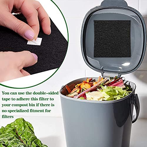 10 Pack Square Compost Bin Filters Spare Activated Carbon Filter Sheets for Indoor Kitchen Compost Bucket Countertop and Recycle Bin (5 Inches) - Image 4