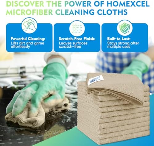 HOMEXCEL Brown Microfiber Cleaning Cloth 6 Pack 12.5 x 12.5 inch Microfiber Towels for Cars Ultra Absorbent Car Washing Cloth Lint Free Streak Free Cleaning Rags for Car, Kitchen Window - Image 2
