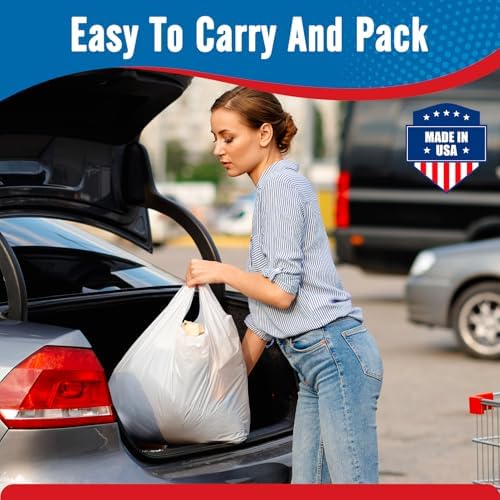 Fuxury 500 Pack Plain White Plastic Bags with Handles for Small Business - Image 7