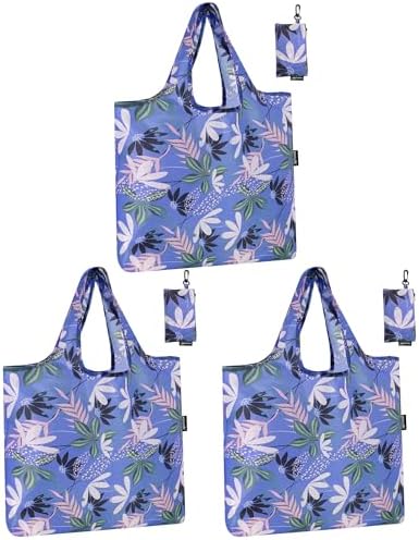 HOLYLUCK Reusable Grocery Bags,Heavy Duty Foldable Shopping Tote Bag (Standard, Purple leaves) by holyluck