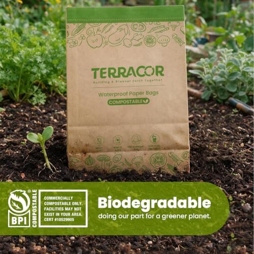 Compostable Paper Bag Leakproof Kitchen Food Waste Bag 30 Bags Waterproof Bin Liner with BPI Certified - Image 7