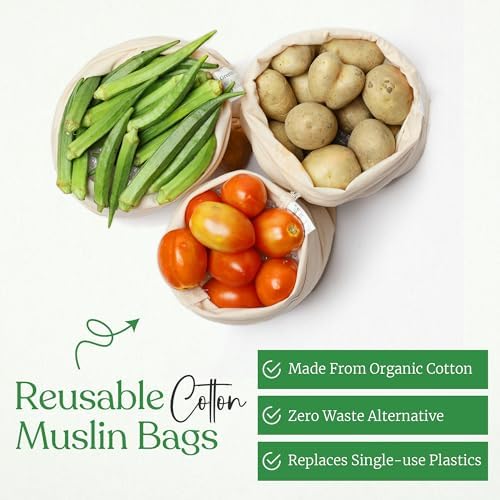 Greenmile Organic Cotton Reusable Produce Muslin Bags - Image 6