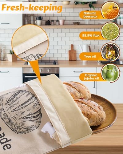 1 Pack Beeswax Bread Bags for Homemade Sourdough Reusable Beeswax Bread Bag - Image 2