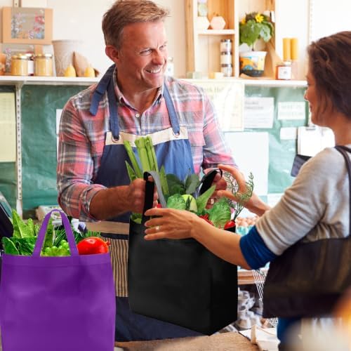 Reginary 100 PCS Non Woven Tote Bags Bulk,Black & Purple - Image 2