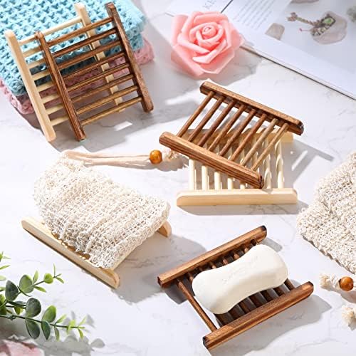 Irenare 120 Pcs Soap Saver Set, Wooden Dish Bar Soap Mesh Bag Pads Bulk - Image 3