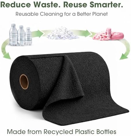 Microfiber Cleaning Cloth Roll - 100 Pack Tear Away Microfiber Paper Towels, Reusable, Washable, Scratch-Free, Kitchen Towels for Car, Home, Kitchen, Glass, Dishes (Black) - Image 7