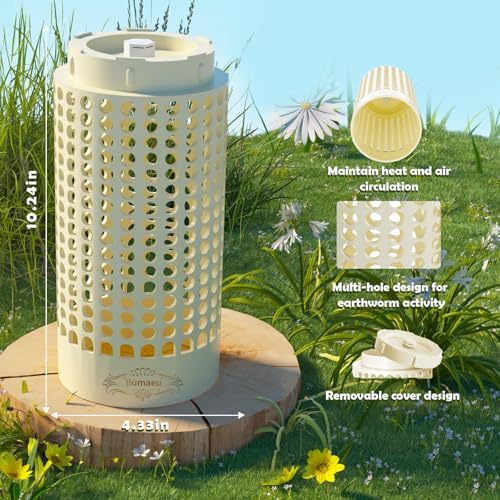 Underground Worm Farm, Garden Mini vermicomposting bin for use in Outdoor Gardening from Kitchen Food Waste, with Holes and lid, White (10.2x4.3x4.3IN) - Image 6