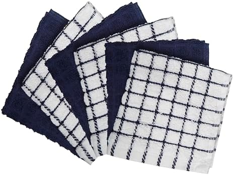 Bumble Dish Cloths (6-Pack), 100% Cotton Kitchen Towels, 12"x12" - Navy - Image 2