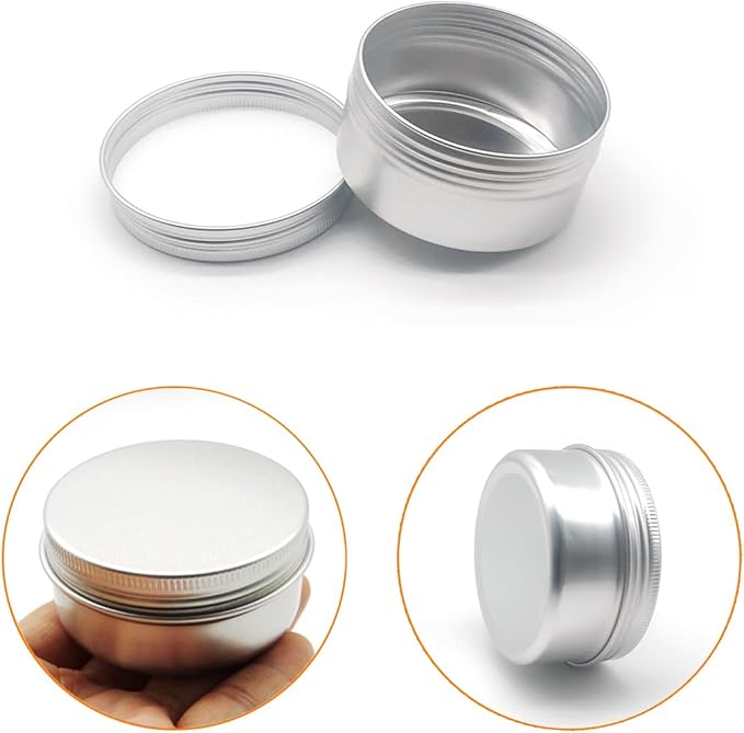 10pcs 80ml Round Lip Balm Tin Cans, 80 Gram Aluminum Cosmetic Sample Container with Screw Lid, 80g Silver Metal Empty Storage Travel Jars for Salves, Lip Balms, Face Cream, Candle, Tea, Paint