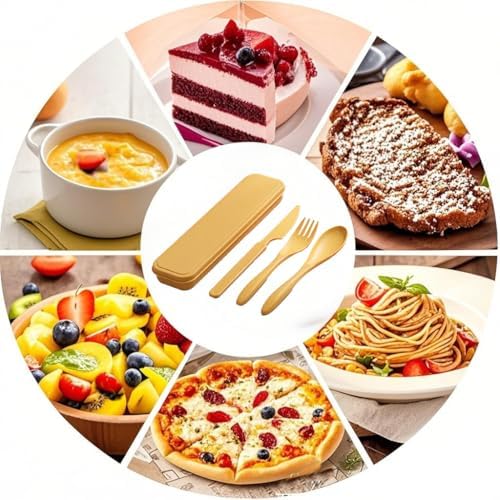 Reusable Travel Utensils with Case, Portable Camping Cutlery Set (Yellow) - Image 6