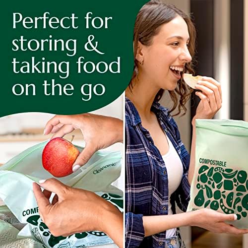 Cleanomic Compostable* Gallon Size Food Storage Bags (25 Eco Zip) Freezer and Leak Proof, Also Available Quart, Snack and Sandwich Bags - Image 6