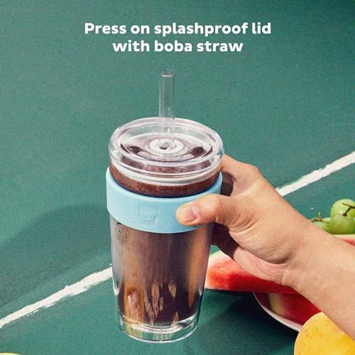 KeepCup Cold Cup - Longplay Double wall Glass Ice Coffee Tumbler with Lid and Straw - 16oz (454ml) - Cloud - Image 3