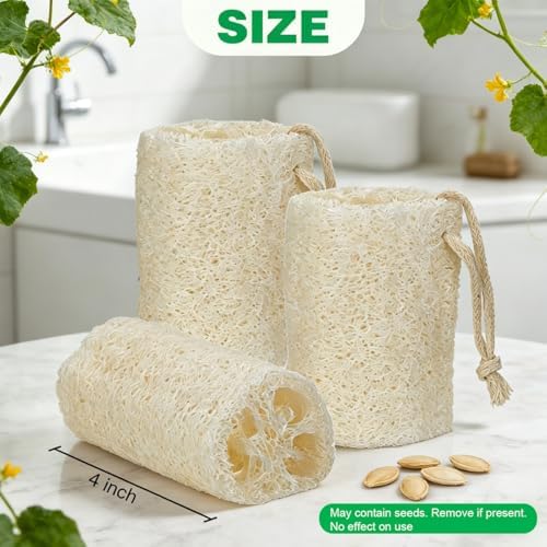 Natural Loofah Sponge, Organic Luffa Body Scrubber Bath Exfoliating, 4 inch - Image 3