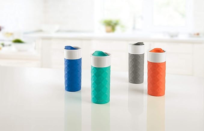 Ello Ogden 16oz Ceramic Travel Mug with Splash-Resistant Slider Lid and Protective Silicone Sleeve, Perfect for Coffee or Tea, BPA-Free, Dishwasher Safe, Teal