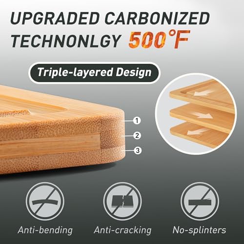 Extra Large Bamboo Board Charcuterie Non Slip Feet Over Sink Wooden Cutting Chopping Board Butcher Block Nice Solid Thick Juice Groove Big Xl XXl xlarge Hardwood Kitchen Counter Organic Meat BBQ Kit - Image 3