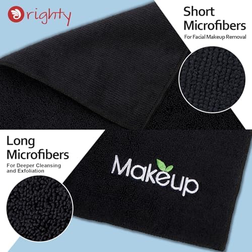 Orighty Microfiber Makeup Remover Cloths - Super Soft, Quick Dry Face Towels for Cleansing, 13 x 13 Inch, 6 Count, Black (Pack of 3) - Image 3