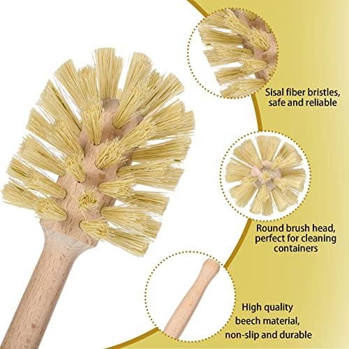 Gejoy 6 Pcs Wooden Bottle Brush Set with Beechwood Handle, Natural Bristles - Image 3