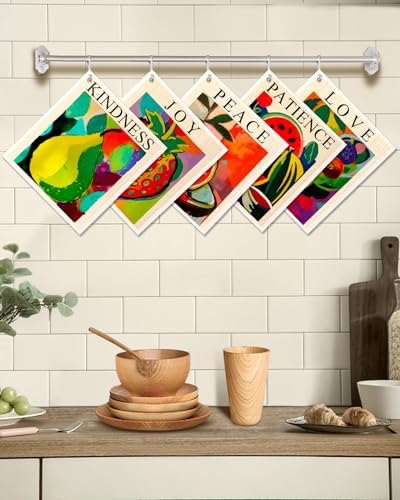 Miss Adola Swedish Dishcloths for Kitchen - 5 Pack Reusable Dish Cloths for Washing Dishes Absorbent Cute Funny Kitchen Towels Cleaning Sponge, Colorful Fruits - Image 5